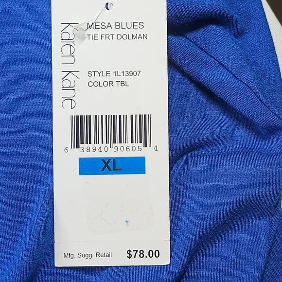 Karen Kane Mesa Blues Tie Front Dolman Top NWT Size XL - Picture 6 of 9